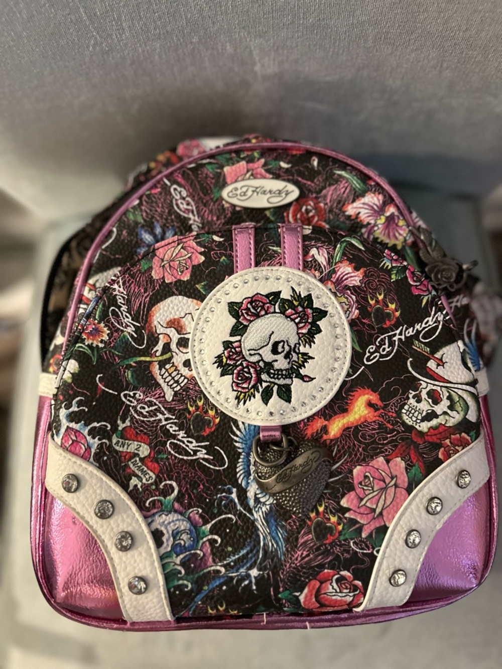 Ed Hardy Pink Floral Skull Backpack Love 💕 Kills Price is FIRM